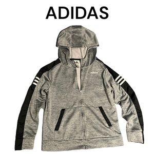 Kids ADIDAS Gray & Black Zip Up Hoodie